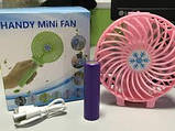 Вентилятор портативний акумуляторний ручний HANDY MINI FAN, Li-Ion 18650, microUSB (колір випадковий), фото 6