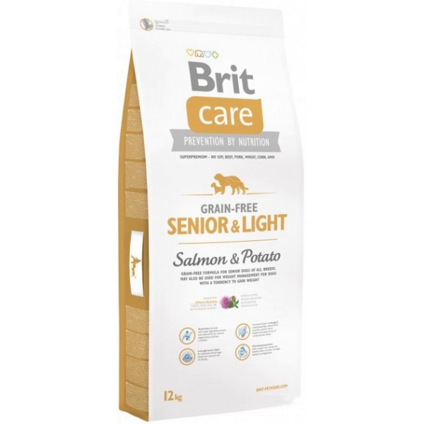 Brit Care GF Senior & Light сухий корм для літніх собак усіх порід, з лососем і картоплею 12КГ