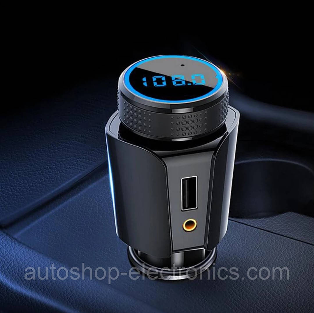 ФМ модулятор (FM + Bluetooth + AUX out + Гучний зв'язок + USB + microSD + Вольтметр)