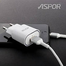 Зарядний пристрій для телефону Aspor, 2,4 A, кабель USB Type C (A818 Plus), зарядка+шнур тайп сі, фото 2