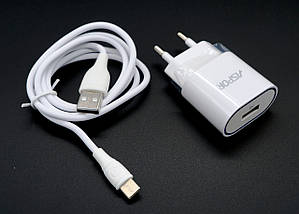 Зарядний пристрій для телефону Aspor, 2,4 A, кабель USB Type C (A818 Plus), зарядка+шнур тайп сі, фото 3