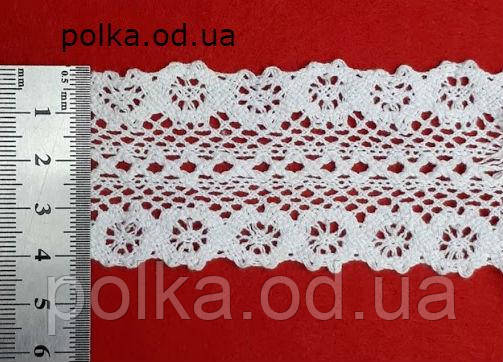 В'язане мереживо -ширина 4 см,колір білий(1уп-46м)