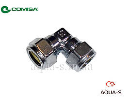 Куточок цанговий хром Comisa D 15x15 мм. (для труб із міді та сталі) Італія