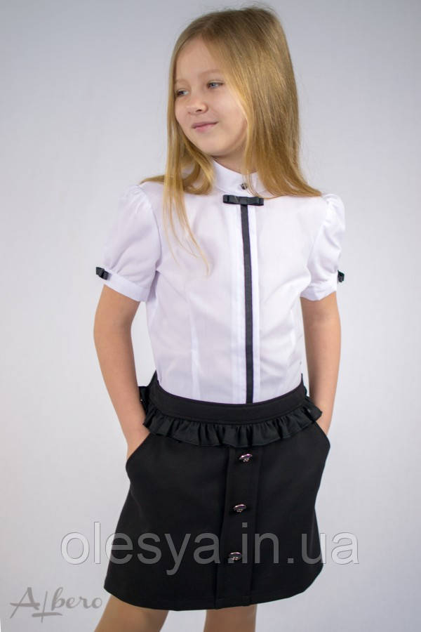 Школьная юбка с оборкой и пуговцами 3030 Albero Размеры 134, цвет черный, синий - фото 3 - id-p991709910
