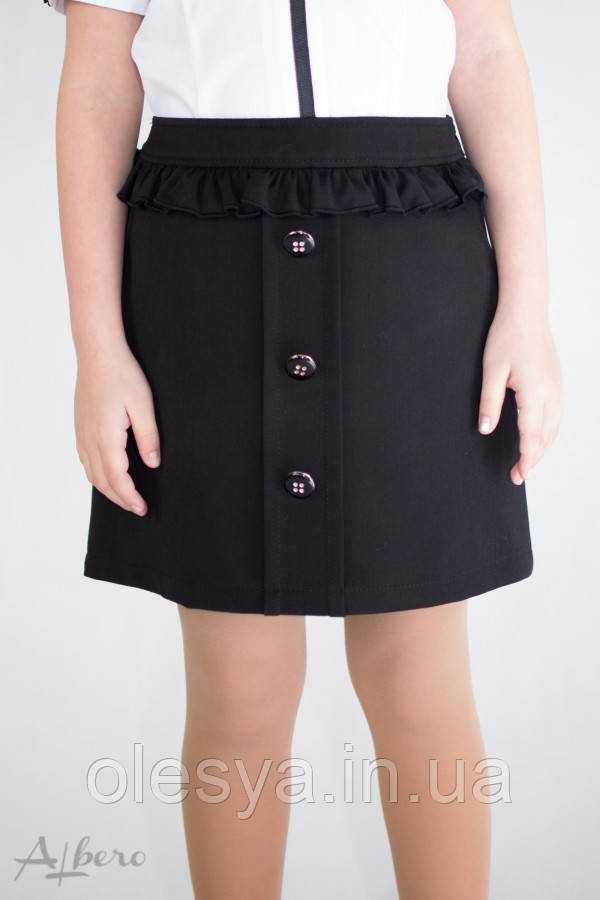 Школьная юбка с оборкой и пуговцами 3030 Albero Размеры 134, цвет черный, синий - фото 1 - id-p991709910