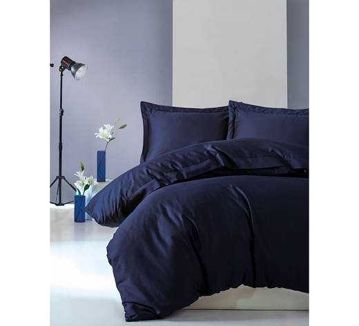 Постільна білизна Cotton Box ELEGANT LACIVERT євро, фото 1