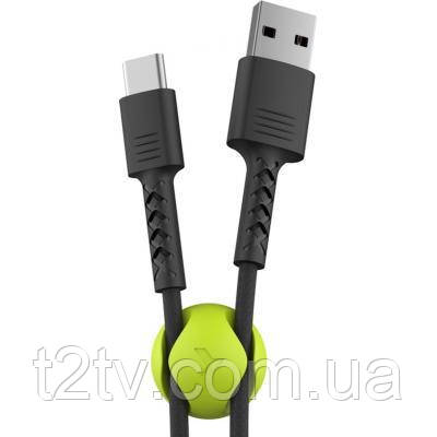 Дата кабель USB 2.0 AM to Type-C 1.0m Soft black Pixus (4897058530919)