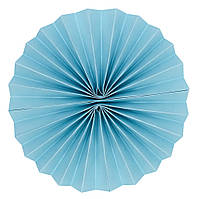 Плотный бумажный веер 25 см нежно-голубой