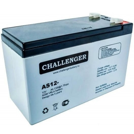 Акумулятор AGM - 7 Ач, 12В гелевий Challenger AS12-7
