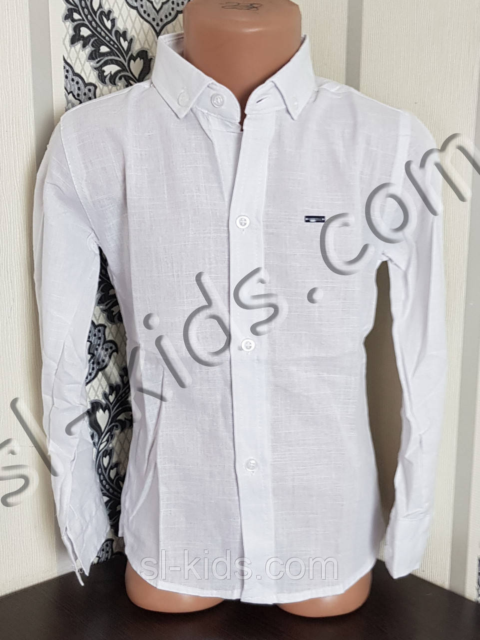 Однотонна сорочка для хлопчика 116-146 см (опт) (біла) (пр. Туреччина)