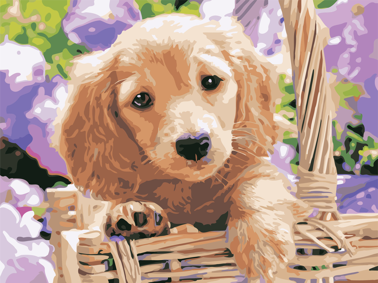 Живопис за номерами Песик в кошику ArtStory AS0595 30 х 40 см (без коробки)