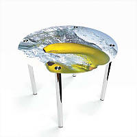 Стол обеденный стеклянный Круглый столешница стекло фотопечать Banana 700х700*Эко мм (БЦ-Стол ТМ)