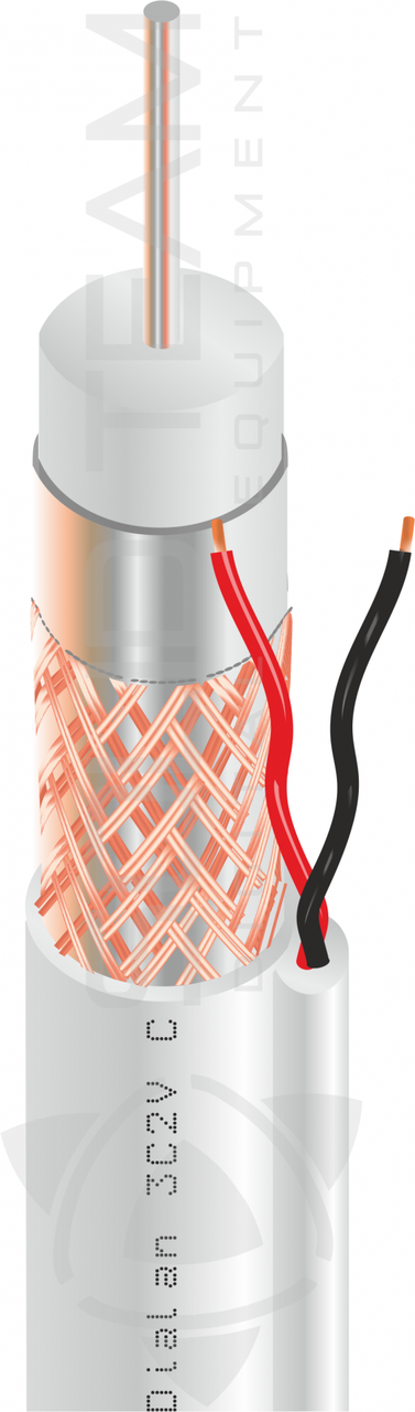 Коаксіальний кабель Dialan 3С2V Cu 0.5 мм 48w+2x0.5 Premium (з харчуванням) 75 Ом 100м