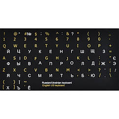Наклейки для клавіатури, Чорні, Непрозорі, UA, RU