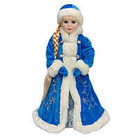 Новогодняя сувенирная фигурка Снегурочка в голубой шубе, 45 см, синий, пластик, текстиль (600076-2)