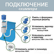 Скімер для басейну маленький поверхневий Intex 18946 від фільтр-насоса 1 200 — 6000 л/год , фото 3