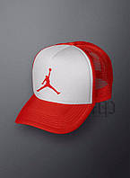 Спортивная кепка Jordan,Джордан, тракер, летняя кепка, мужская,женская,красного и белого цвета,