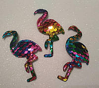 Патч фламинго из разноцветных пайеток. Размер - 4.5*7.5 см. Цвет - радуга.