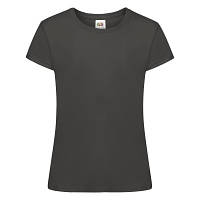 Хлопковая футболка под принт для девочки графитовая - 104, 116, 128, 140, 152, 164