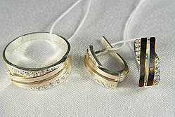 Комплект ювелірних прикрас зі срібла 925 і золота, фото 3
