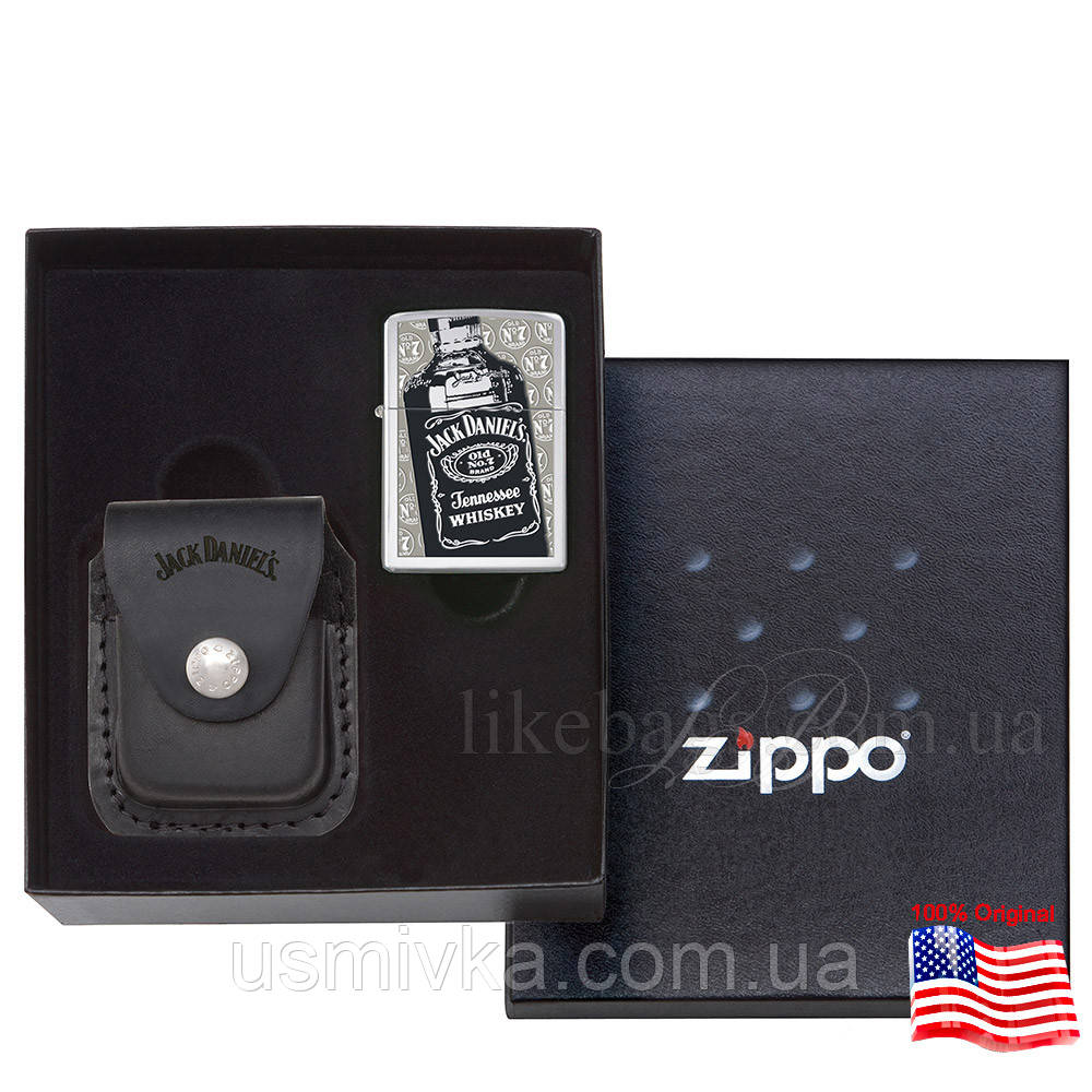 Запальничка Zippo 24707 Jack Daniels Pouch Set сіра 24707