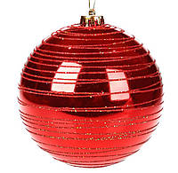 Елочный шар, шар пластиковый гигант, 15см, цвет - красный, набор 6 шт