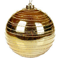 Ялинкова куля, куля пластиковий гігант, 15 см, колір золотий, набір 6 шт.