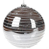 Елочный шар, шар пластиковый гигант, 20см, цвет - серебро, набор 4 шт