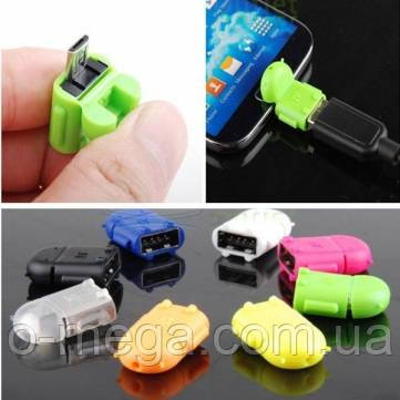 Адаптер конвертер OTG USB-microUSB для смартфона планшета Синій