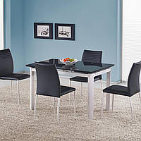 Стол обеденный раскладной Halmar ALSTON черный/белый 120-180x80x75 см