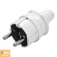 Вилка євро пряма біла з заземленням Viko 90304100
