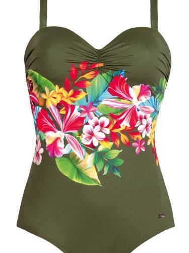 Суцільний купальник великого розміру Self 8030 k19 болотний 50H/I