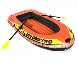 Човен надувний із веслами Intex 58358 Explorer Pro 300 Set півторамісний до 200 кг жовтогарячий 244х117х36 см