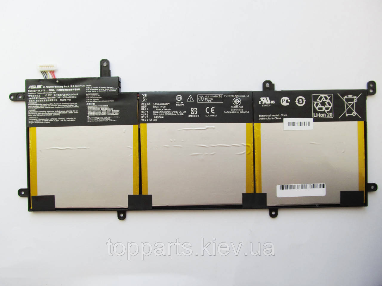 Батарея для ноутбука Asus UX305LA C31N1428, 4955mAh (56Wh), 6cell, 11.31V, Li-Pol, чорна, ОРИГІНАЛЬНА