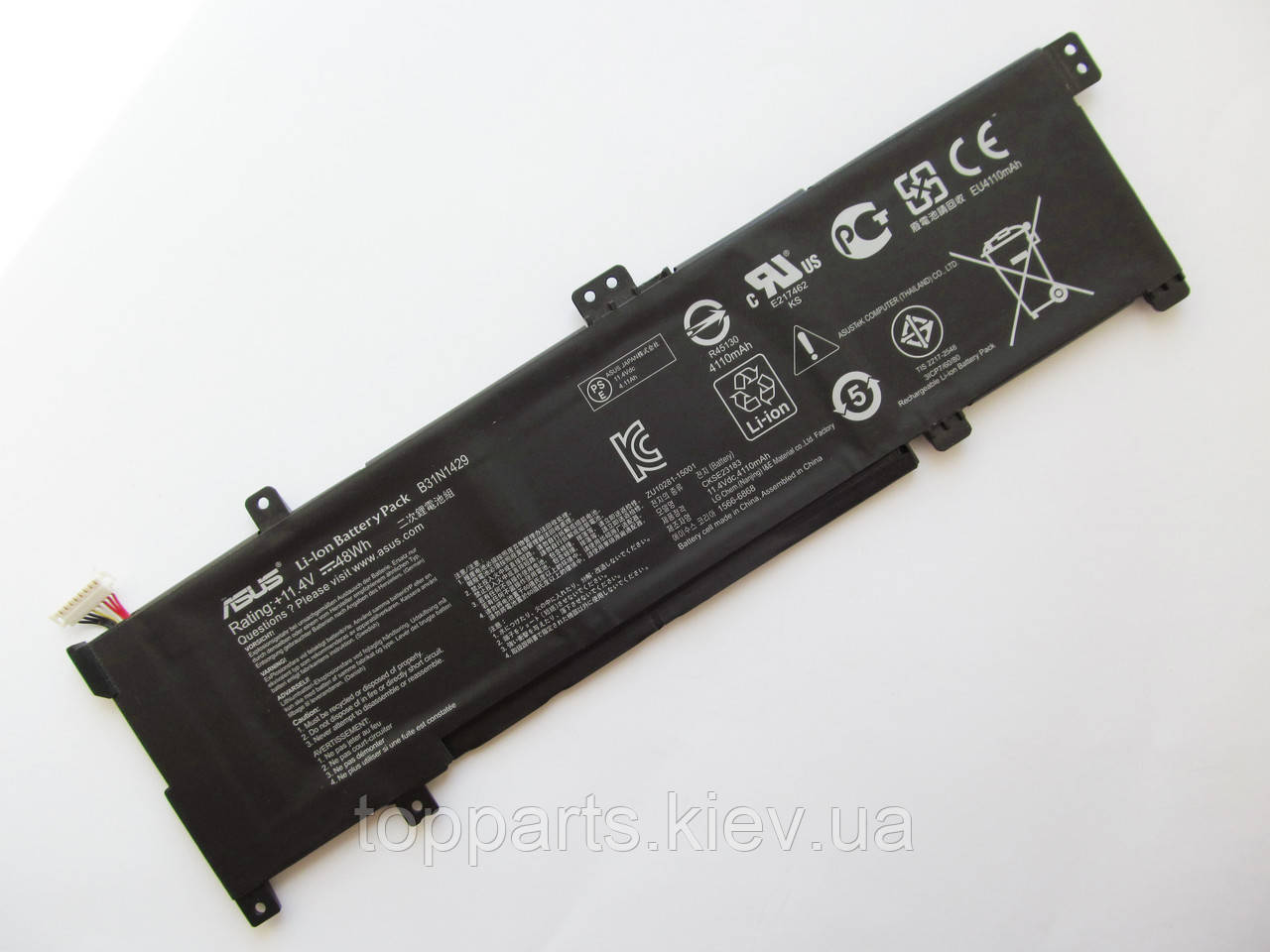 Батарея для ноутбука Asus K501 B31N1429, 4110mAh (48Wh), 3cell, 11.4V, Li-ion, чорна, ОРИГІНАЛЬНА, фото 1