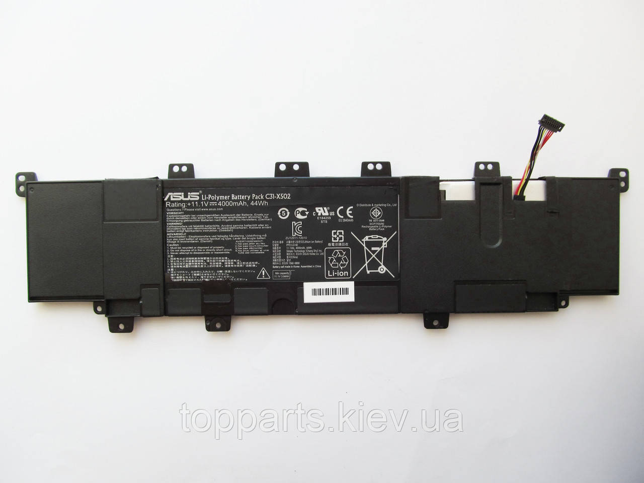 Батарея для ноутбука Asus PU500 C31-X502, 4000mAh (44Wh), 3cell, 11.1V, Li-Pol, чорна, ОРИГІНАЛЬНА