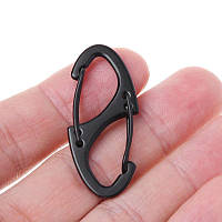 Карабін металевий двосторонній 41 мм для ключів, брелка Чорний