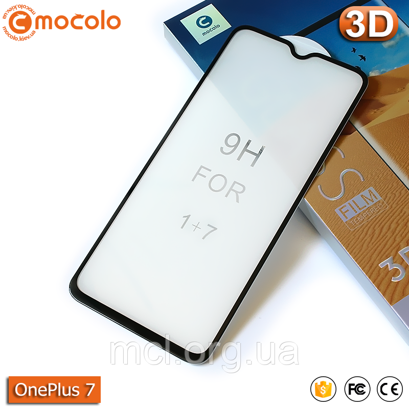 Захисне Full Glue скло Mocolo OnePlus 7 (Black) - 5D Повна поклейка