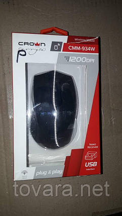 Оптична радіо миша CROWN CMM-934W Black USB №р 9-2406, фото 2