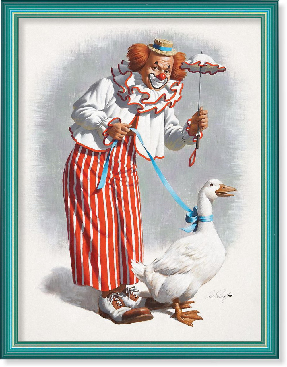 Репродукція сучасної картини «Клоун з гускою Гуся» 30 x 40 cm