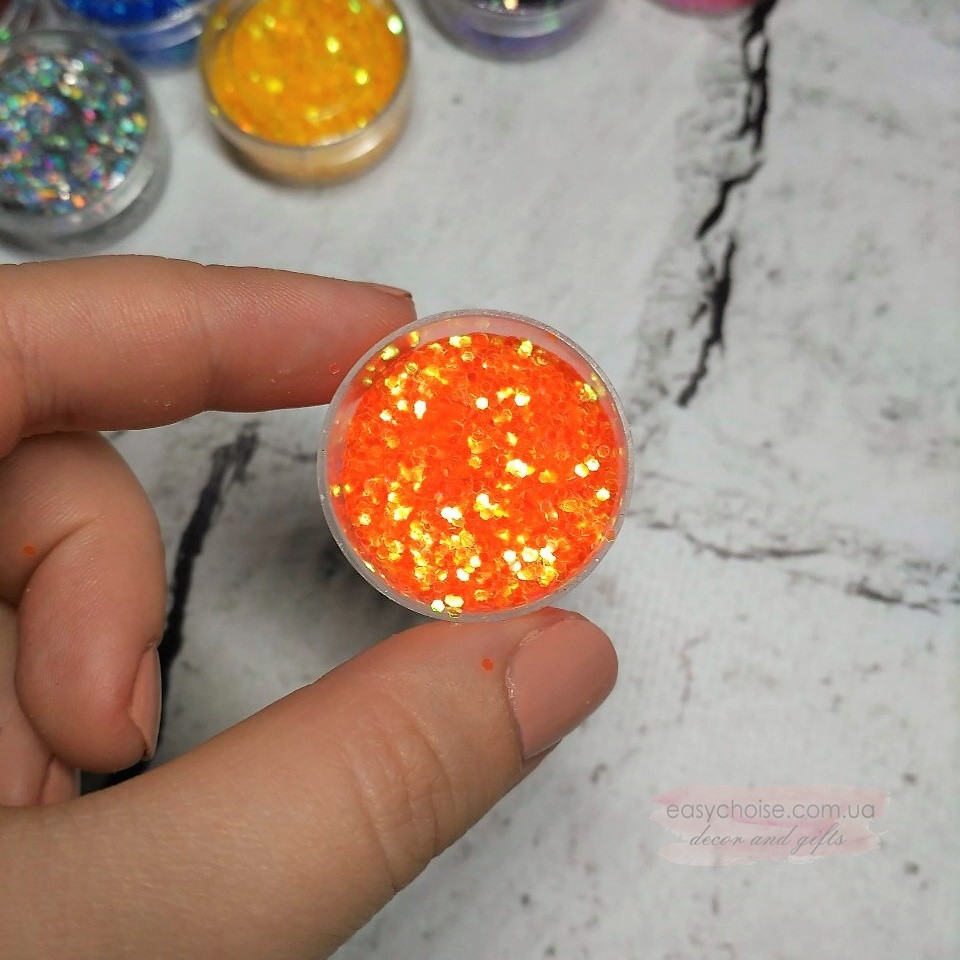 Глітер блискітки, жовтогарячий, 5 грамів