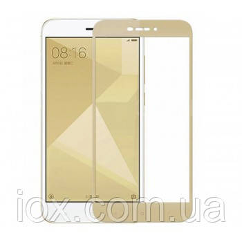 Захисне протиударне скло з рамкою на весь екран для Xiaomi Redmi 4A Gold