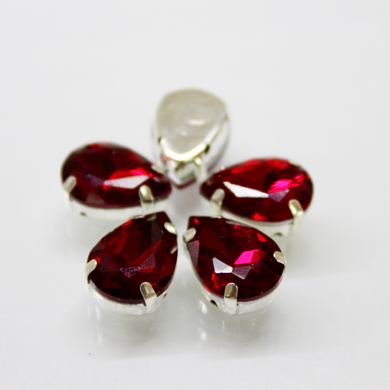 Стрази в цапах, Крапля, Розмір 10x14, Колір Siam, фото 1