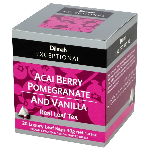 Чай чорний Ягоди Асаї, гранат і ваніль Dilmah Exceptional, 20 н. х 2 г