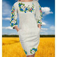 Заготівка жіночого плаття для вишивання бісером  6033 (невибеліний льон)