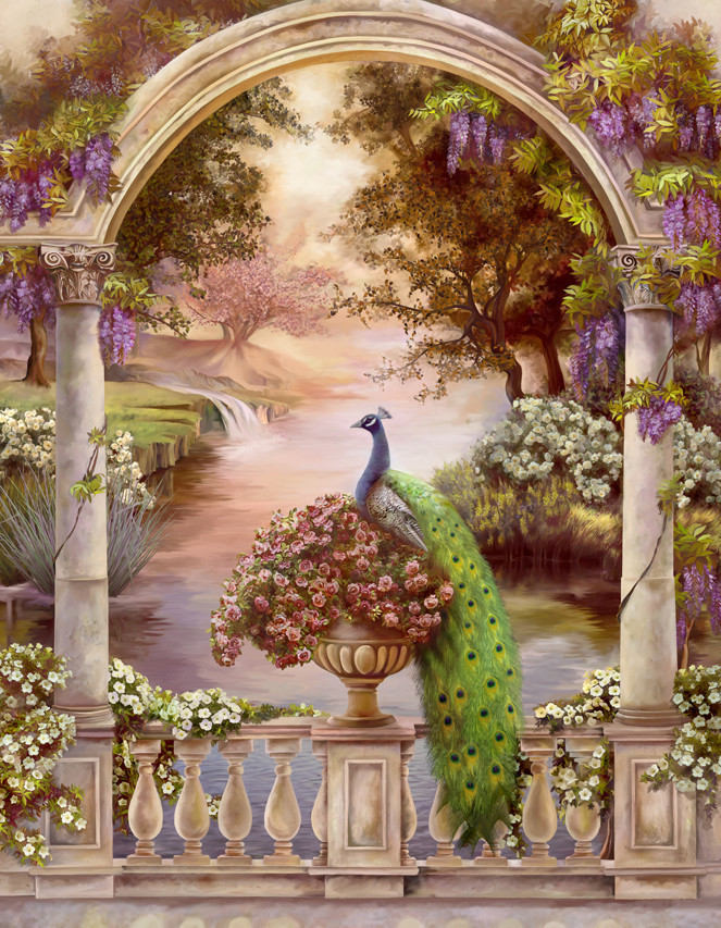 Набір для викладання алмазною мозаїкою Павичі в арці  DM-301