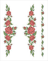 Схема вишивки бісером орнаменту на габардині Троянді