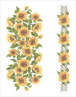Схема вишивки бісером орнаменту на габардині Соняшники