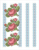 Схема вишивки бісером орнаменту на габардині Троянді