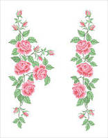 Схема вишивки бісером орнаменту на габардині Троянді